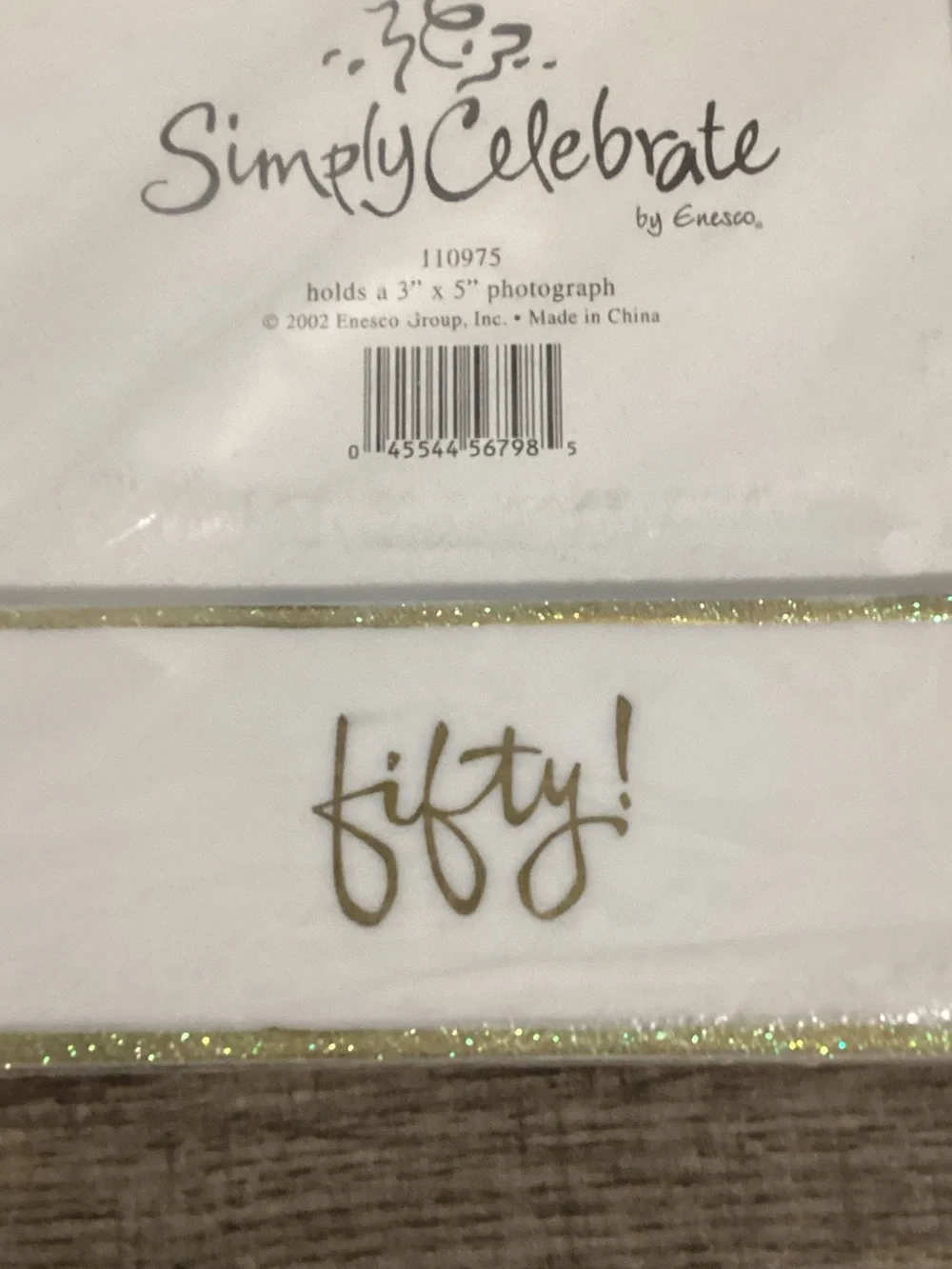 Vintage NIB 50th Anniversary Picture Frame Gold Glitter 3x5 Celebrate Golden